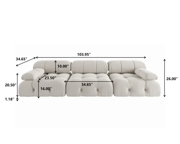 Modern Minimalist 104" Modular Sectional Sofas Elevate Your Space with the 104 Minimalist Velvet Set 2