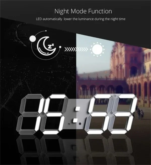 3D LED Digital Wall Clock with Date, Time, and Nightlight Display: Modern Alarm Clock for Home Decoration 3