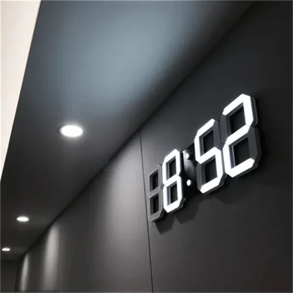 3D LED Digital Wall Clock with Date, Time, and Nightlight Display: Modern Alarm Clock for Home Decoration 1