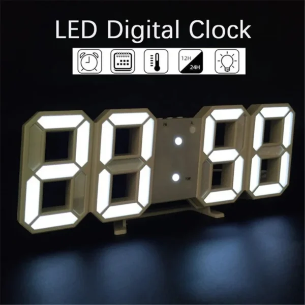 3D LED Digital Wall Clock with Date, Time, and Nightlight Display: Modern Alarm Clock for Home Decoration 2