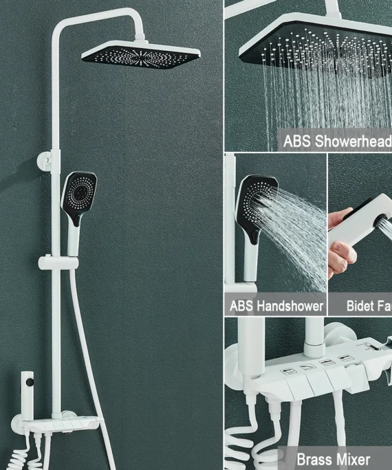 Modern Grey Digital Shower Set with Intelligent Brass Faucets 8