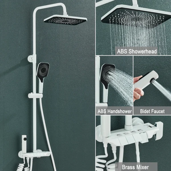 Modern Grey Digital Shower Set with Intelligent Brass Faucets 8