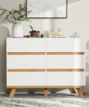Double Dresser with Six Drawers and Spacious Chest for Wardrobe, Bedroom Storage Solution, Glossy Wood Organizer 1