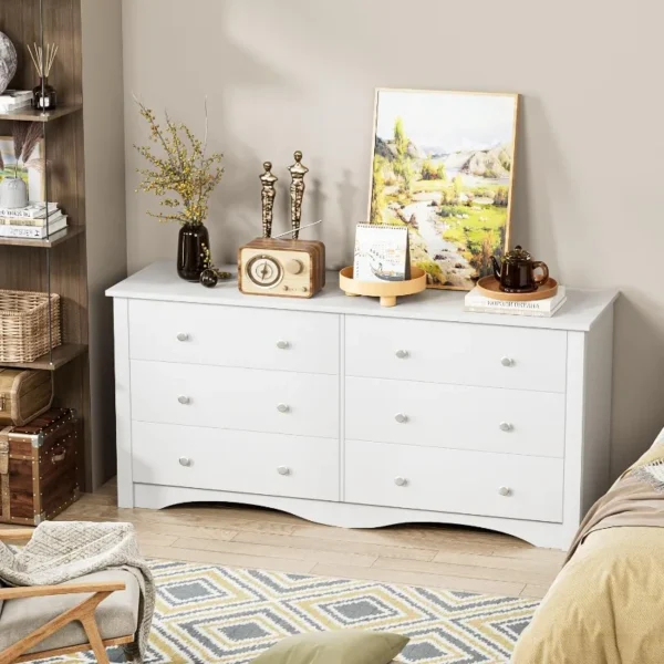 Contemporary 6-Drawer Double Dresser, Spacious Storage Chest and TV Console Ideal for Bedroom, Living Area, Entryway 4