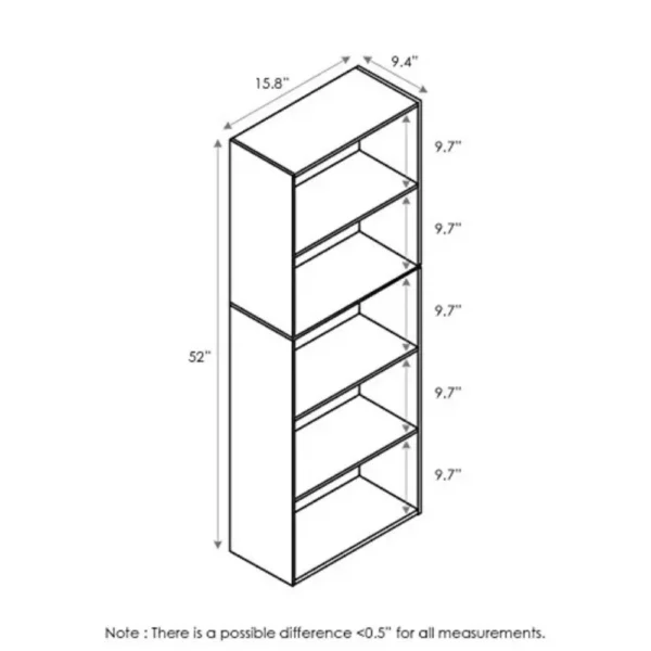 VersaShelf 5-Tier Reversible Color Bookcase by Furinno 6