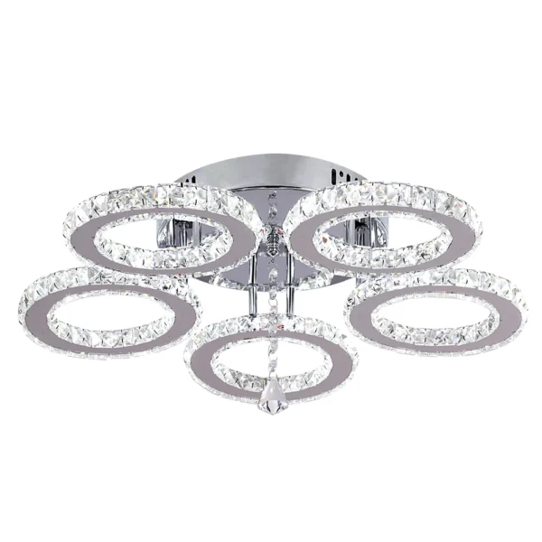 Modern Crystal Ceiling Light Fixture: App-Controlled Dimmable Rings-Shaped Flush Mount Chandelier, Ideal for Bedroom or Living Room 8