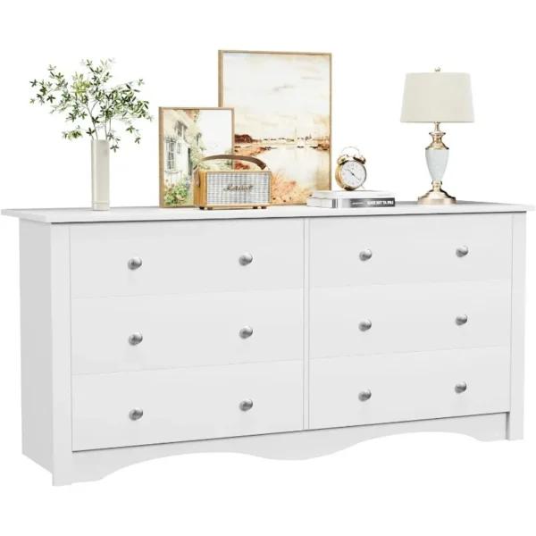 Contemporary 6-Drawer Double Dresser, Spacious Storage Chest and TV Console Ideal for Bedroom, Living Area, Entryway 3