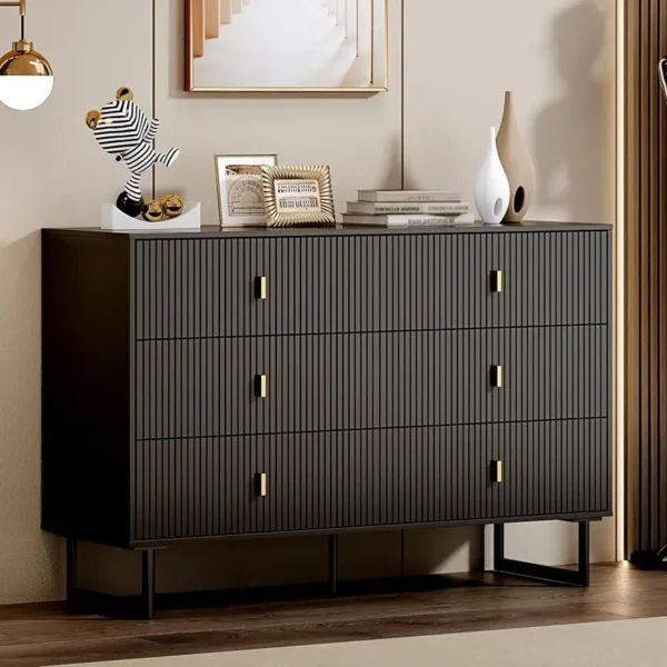 Contemporary 6-Drawer Bedroom Dresser in Black by Chrangmay, Spacious Double Dresser Featuring Wide Drawers 1